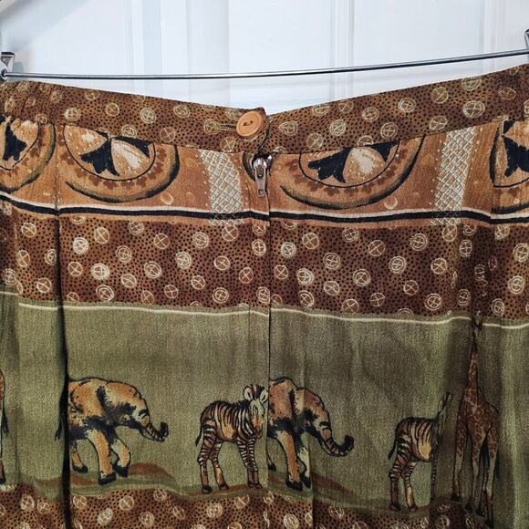 Vintage Y2K Stonebridge Skirt Womens Size 18W Brown Safari Animal Giraffe Zebra - Picture 7 of 11
